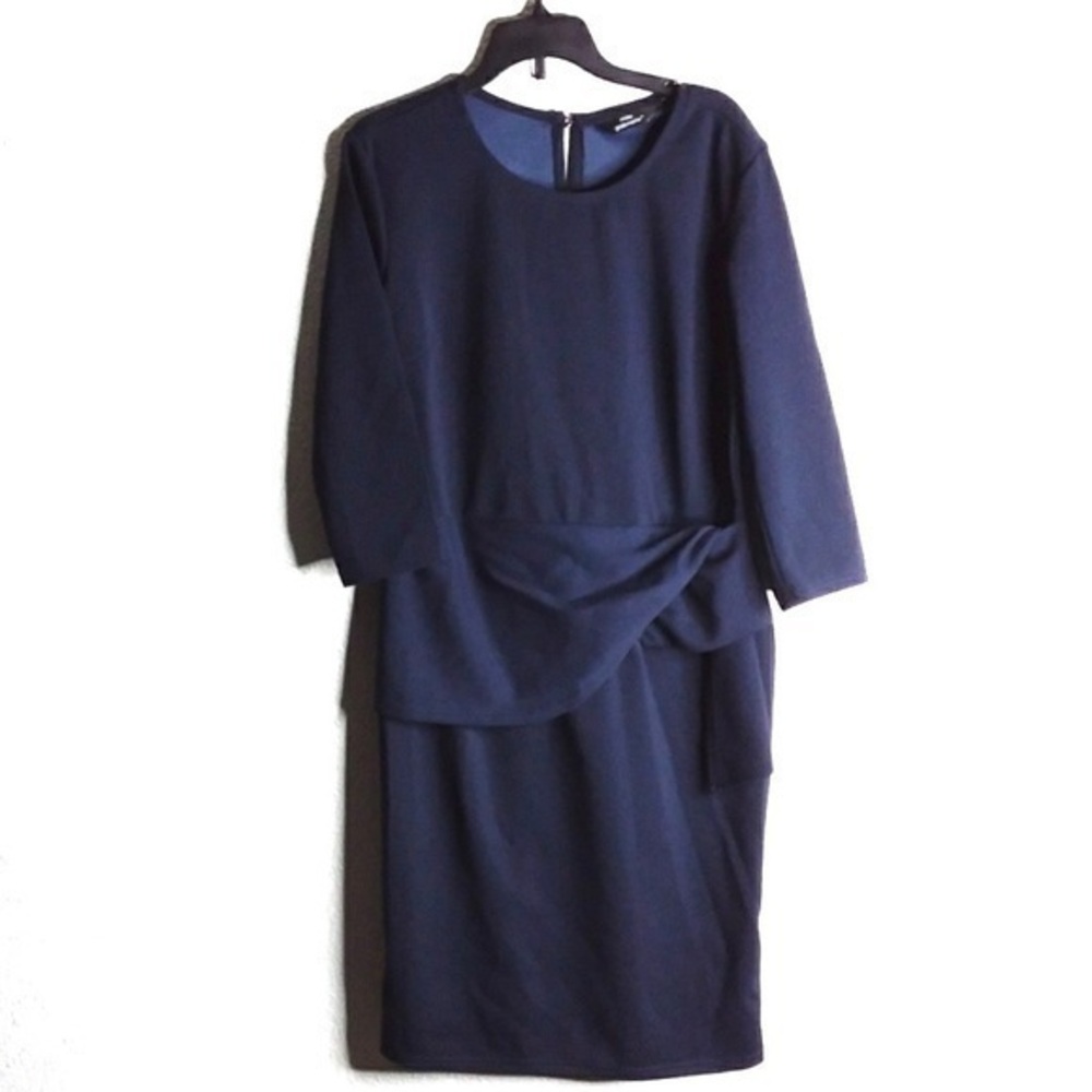 Mlle gabrielle navy blue faux wrap dress -M